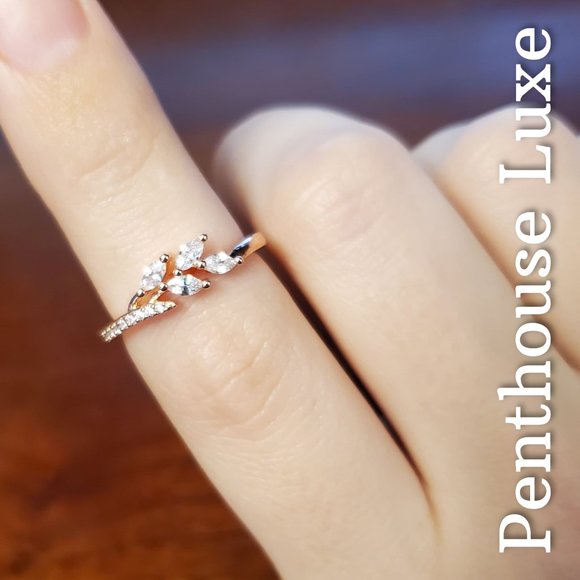 Penthouse Luxe Jewelry - FINAL RESTOCK!! Rose Gold Dainty Marquise Leaf & Branch Ring